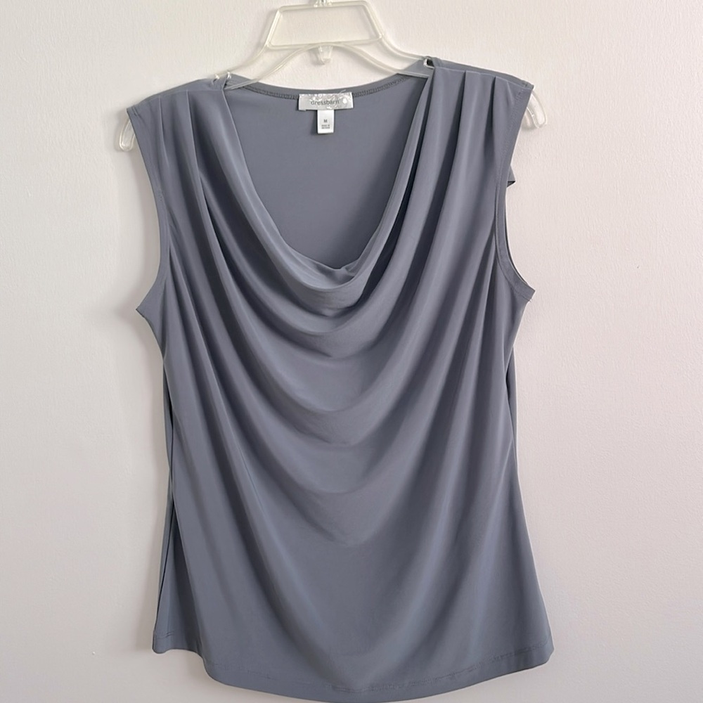 Cowl neck dressy tank by Dress Barn in grey, size M